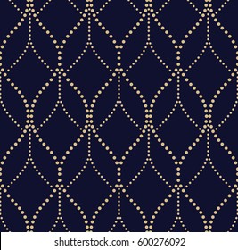 Abstract geometrisch patroon door de punten. Een naadloze vector achtergrond. Goud en zwart blauw ornament. Grafisch modern patroon.
