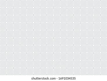 Abstract geometric pattern by rounded rhombuses, diamonds. Samless vector background. Light white trend texture