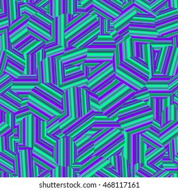 Abstract  geometric  pattern  by  striped  circles. Seamless  vector  background. Psychedelic  texture in purple and emerald green colors.