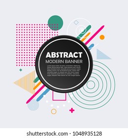 Abstract geometric pattern with circle and color shapes. Modern trendy background for design banner, business brochure, cover, poster and card. Vector illustration.