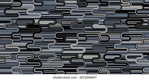 Abstract geometric pattern with circle wave lines dark background retro style  