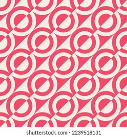 Abstract geometric pattern, circles aray in diagonal, red color seamless illustration template for background, banner, poster