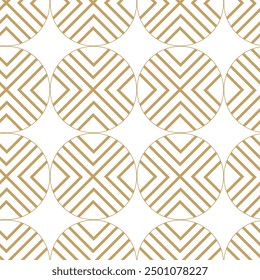 Patrón geométrico Abstractas con círculos, cruces, rayas, líneas. Fondo de Vector sin fisuras. Adorno blanco y dorado. Diseño gráfico reticulado moderno.