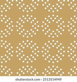 Abstract geometric pattern with circles, crosses, stripes, lines. Seamless vector background. White and gold ornament. Modern reticulated graphic design.