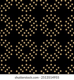 Abstract geometric pattern with circles, crosses, stripes, lines. Seamless vector background. Black and gold ornament. Modern reticulated graphic design.