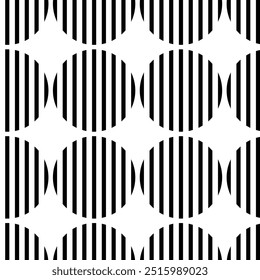 Padrão geométrico abstrato com círculos, cruzes, listras, linhas. Plano de fundo de vetor contínuo. Ornamento branco e preto. Design gráfico reticulado moderno.