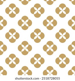 Patrón geométrico Abstractas con círculos, cruces, rayas, líneas. Fondo de Vector sin fisuras. Ornamento floral blanco y dorado. Diseño gráfico reticulado moderno.