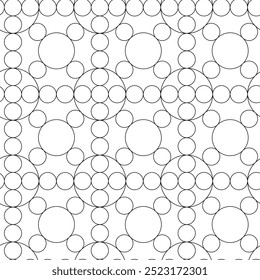 Abstract geometric pattern with circles, crosses, stripes, lines. Seamless vector background. White and black ornament. Modern reticulated graphic design.