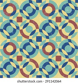abstract geometric pattern with circles in modern colors, textured seamless vector illustration