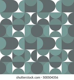 Abstract geometric pattern with circles. Retro style design. Soft pastel blue tints colors on white background. Stock vector EPS 8.