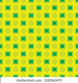 Abstract geometric pattern with circles . Seamless vector background in bright geen yellow colors. Circular modern texture. For web, backdrop, wallpaper, fabric, tile, print, wrapping paper.