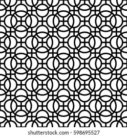 Abstract geometric pattern with circles. Seamless vector background. Black and white texture. Graphic modern pattern.
