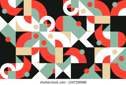 Abstract geometric pattern with circles and squares, round shapes composition. Graphic vector background.