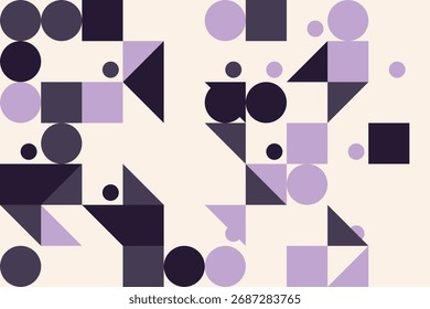 Abstract Geometric Pattern with Circles Squares and Triangles in Varied Tones