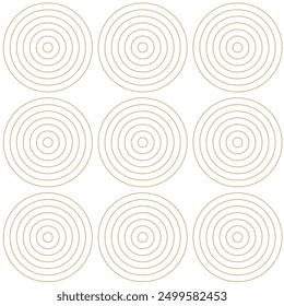 Abstract geometric pattern with circles, stripes, lines. Seamless vector background. White and gold ornament. Modern reticulated graphic design.
