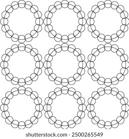 Abstractas patrón geométrico con círculos, rayas, líneas. Fondo de Vector sin fisuras. Adorno floral blanco y negro. Diseño gráfico reticulado moderno.