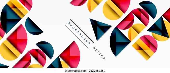 Abstract geometric pattern. Circles, triangles overlap creating vibrant colorful design. Modern background texture for projects.