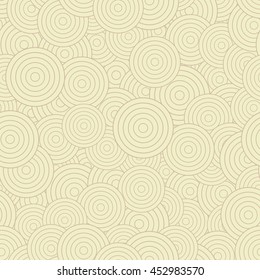 Abstract geometric pattern of circles. Vector seamless pattern. Geometric linear ornament. Stylish subtle background. Striped loopy tape. Light repeating texture.