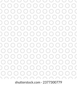 Patrón geométrico abstracto. Patrón de polka en círculos de arte de líneas clásicas. Los círculos de contorno o los anillos tienen un diseño de ornamento sin fisuras. Textura mínima abstracta vectorial. Gris plateado sobre blanco.