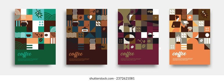 Abstraktes geometrisches Muster, Kaffeehintergrund, Vektorgrafik-Design