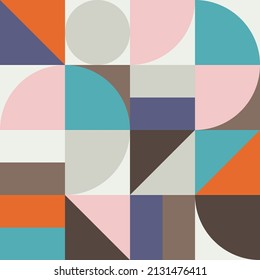 Abstract geometric pattern of colored shapes. Modern pattern in scandinavian style. Print on fabric and textiles. Vector background