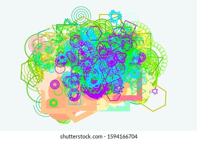 Abstract geometric pattern, colorful & artistic shapes for graphic design, catalog, illustration, graphic resources or background. Vector artwork.