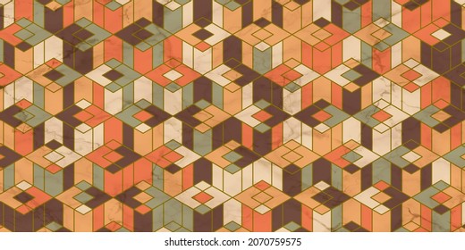Resumen de patrón geométrico color de fondo estilo retro con textura de mármol

