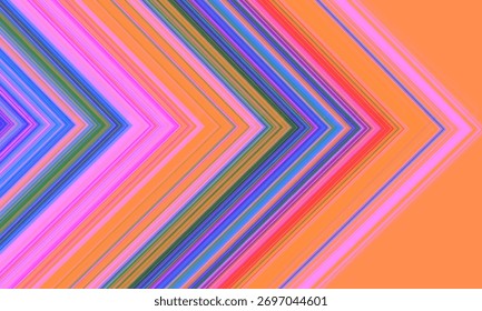 Patrón geométrico Abstractas de rayas diagonales coloridas que crean un efecto de chevron con vibrantes tonos rosa, púrpura, azul y naranja.