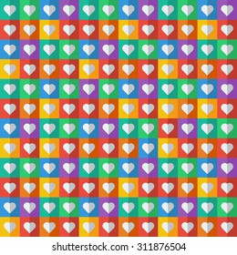 Abstract geometric pattern, colorful squares like quilt plaid. Seamless vector background.