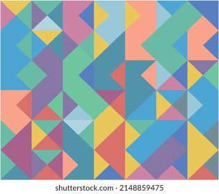 Abstract geometric pattern, colorful triangle and square illustration,vector geometrical diagonal background.