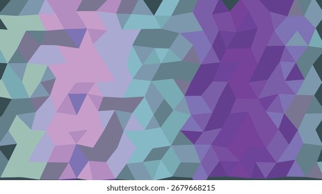 Um padrão geométrico abstrato composto de polígonos roxo, azul e rosa. Formato vetorial escalável adequado para mídia impressa e digital.