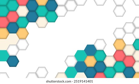 abstract geometric pattern composed of various colored hexagons. Perfect for use as a background, texture, or other design element.