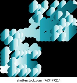 An abstract geometric pattern consisting of chaotically arranged elements with rounded corners. Colorful creative background