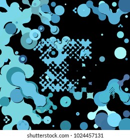 Abstract geometric pattern consisting of circles of different diameters and colors