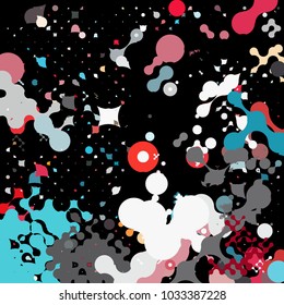 Abstract geometric pattern consisting of circles of different diameters and colors