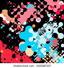 Abstract geometric pattern consisting of circles of different diameters and colors