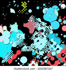 Abstract geometric pattern consisting of circles of different diameters and colors