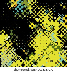 Abstract geometric pattern consisting of circles of different diameters and colors