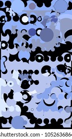 Abstract geometric pattern consisting of circles of different diameters and colors against black background.