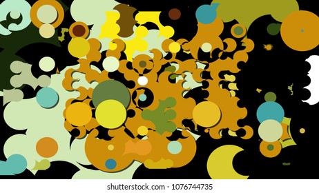Abstract geometric pattern consisting of circles of different diameters and colors.