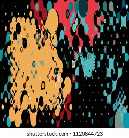 Abstract geometric pattern consisting of circles of different diameters and colors.