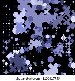 Abstract geometric pattern consisting of circles of different diameters and colors.