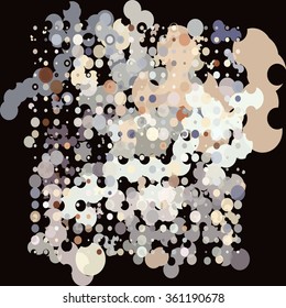 Abstract geometric pattern consisting of circles of different diameters and colors