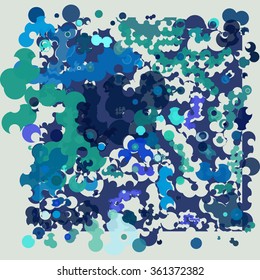 Abstract geometric pattern consisting of circles of different diameters and colors
