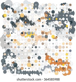 Abstract geometric pattern consisting of circles of different diameters and colors