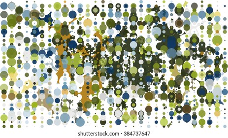 Abstract geometric pattern consisting of circles of different diameters and colors