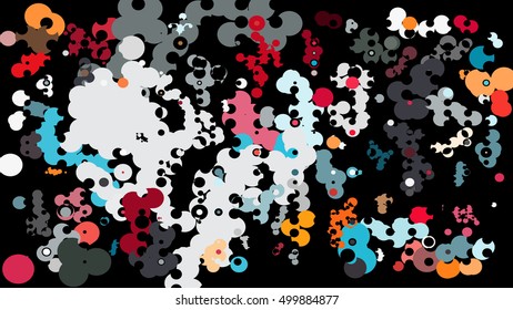 Abstract geometric pattern consisting of circles of different diameters and colors