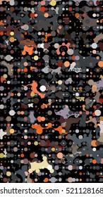 Abstract geometric pattern consisting of circles of different diameters and colors