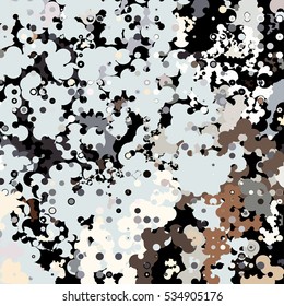 Abstract geometric pattern consisting of circles of different diameters and colors