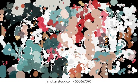 Abstract geometric pattern consisting of circles of different diameters and colors